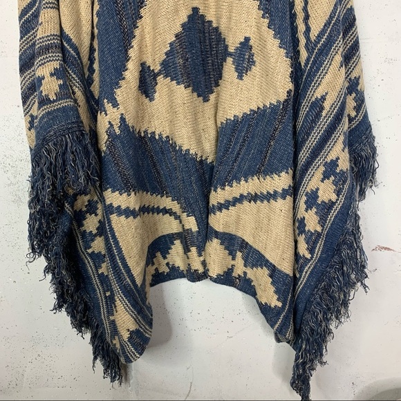 Lauren Ralph Lauren Vintage Aztec Knitted Wool Linen Blend Poncho Shawl Cardigan - Picture 11 of 16
